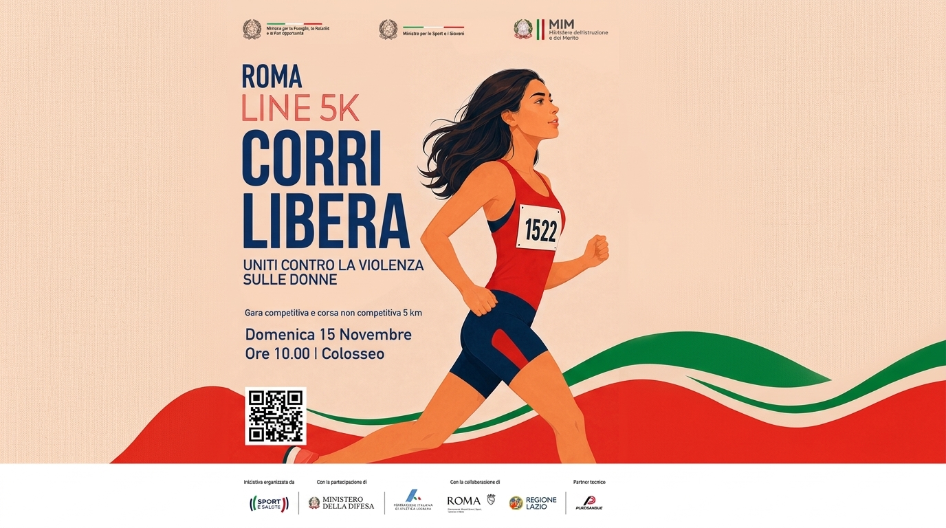 Corri Libera 2026, Roma corre contro la violenza sulle donne. Il 15 novembre torna la 5 km dal Colosseo ai Fori Imperiali. Lo sport diventa una corsa collettiva per la libertà
